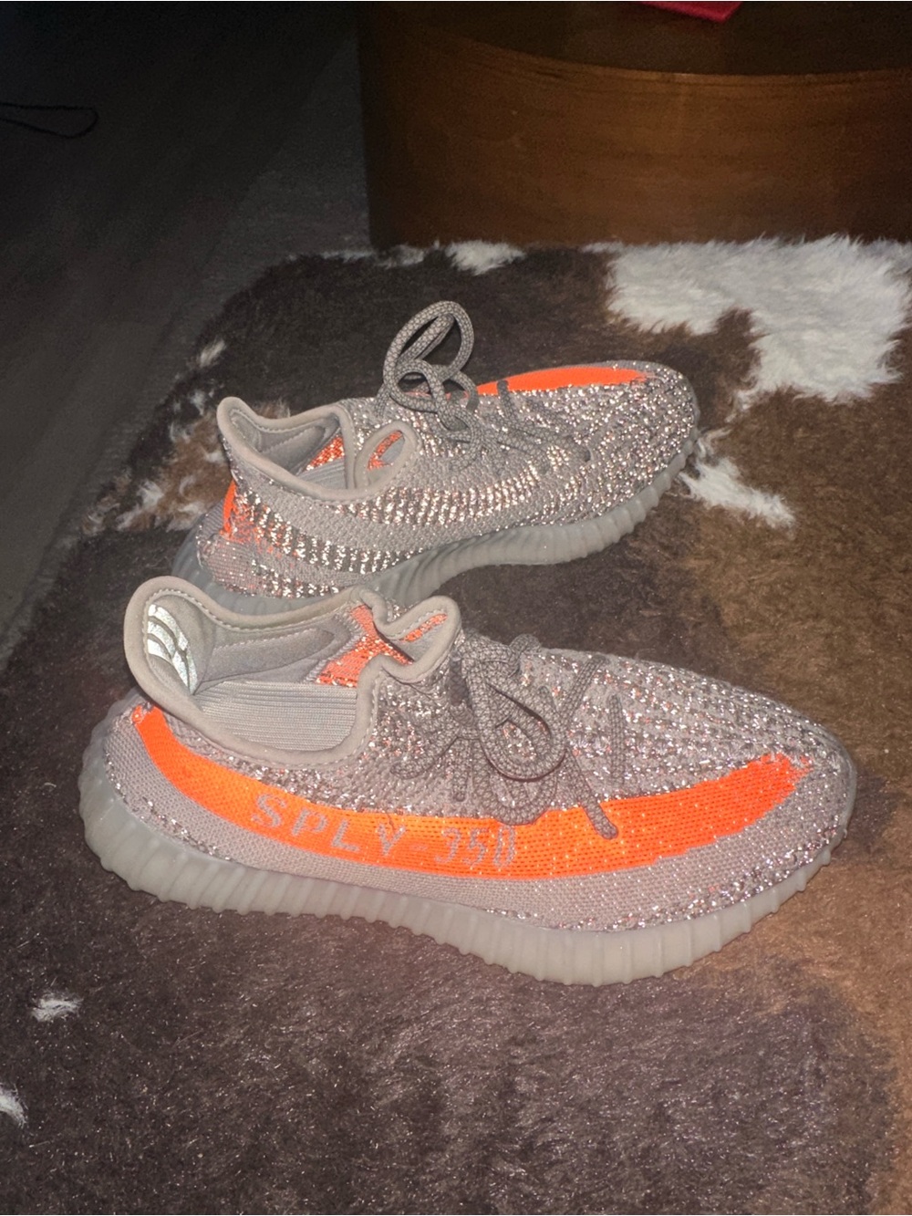 Yeezy Boost 350 V2 Grey with Bright Orange Stripe